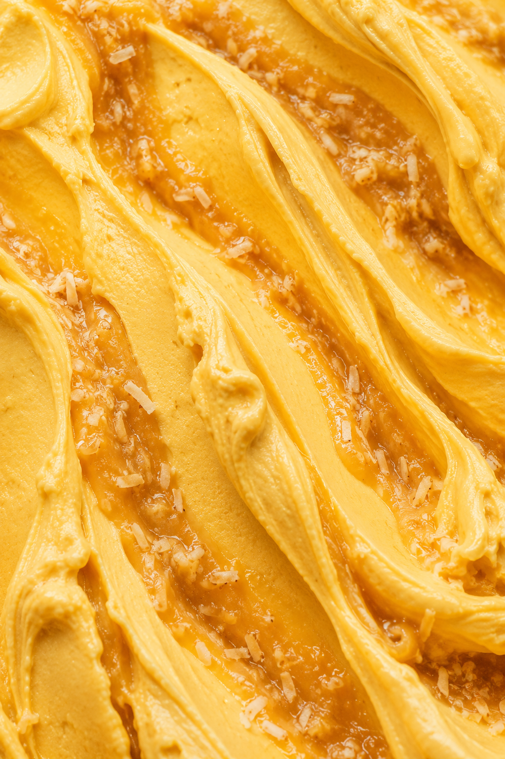 Mango Italia-not (Vegan Gelato) — Our Italian-ish take on a Hong Kong favourite. Ripe mango vegan gelato with creamy coconut and juicy pomelo. Definitely not Italian. Definitely Sugar Daddy.