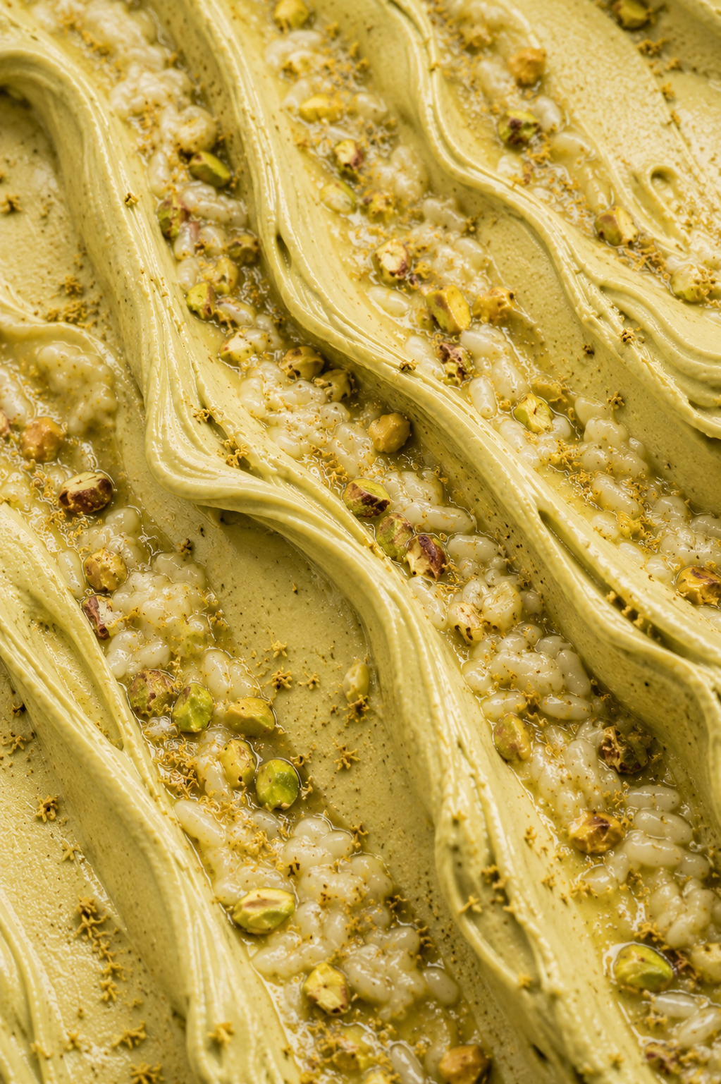 Big Pistachio Energy — Proper Italian pistachio gelato with plenty of roasted pistachio pieces and soft pistachio cake bits. Deep, nutty and unapologetically pistachio.