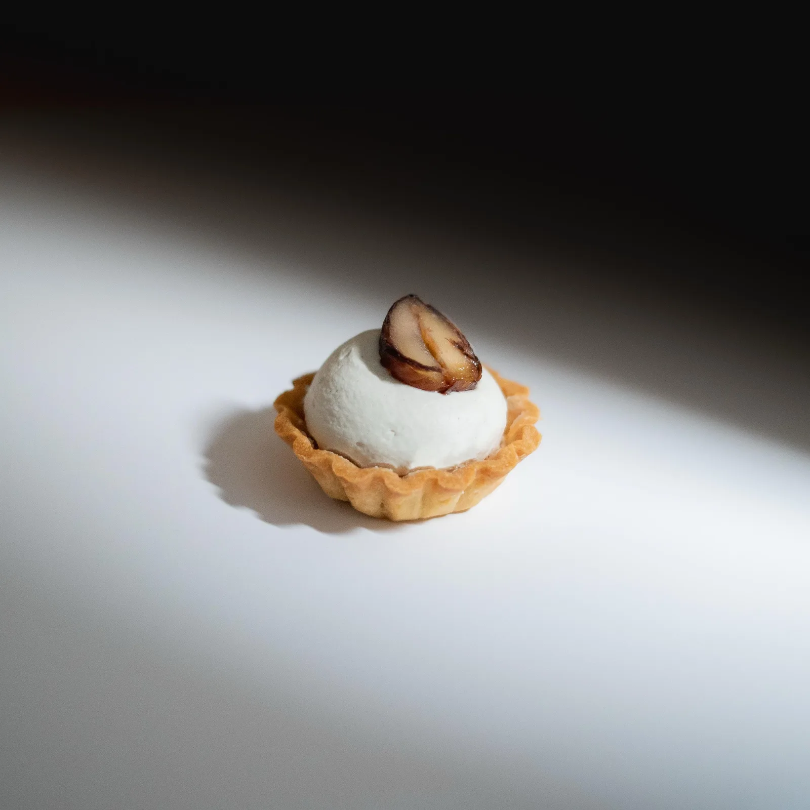 CHESTNUT ABOUT YOU — Smooth Japanese Ehime chestnut mousse with Taiwanese roasted oolong crémeux and a crisp almond sablé. Toasty, nutty and unmistakably autumn. We tried playing it cool. We cracked.